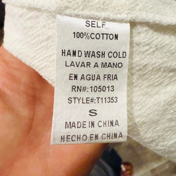 Savanna Jane White Ruffled Blouse with Black Embroidery - Picture 6 of 6